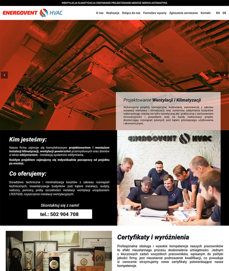BXM Multimedia project: Energovent — website preview